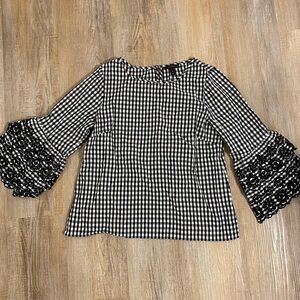 J. Crew Black and White Gingham Blouse